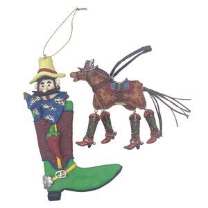 Western Horse & Cowboy Boot Ornaments Western Décor Collectibles Rustic Charm